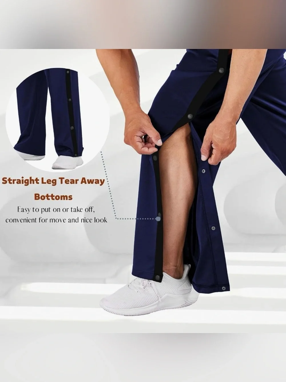 Deyeek Tear Away Snap Button Pants XXL NWT Navy Blue Post Surgery Basketball